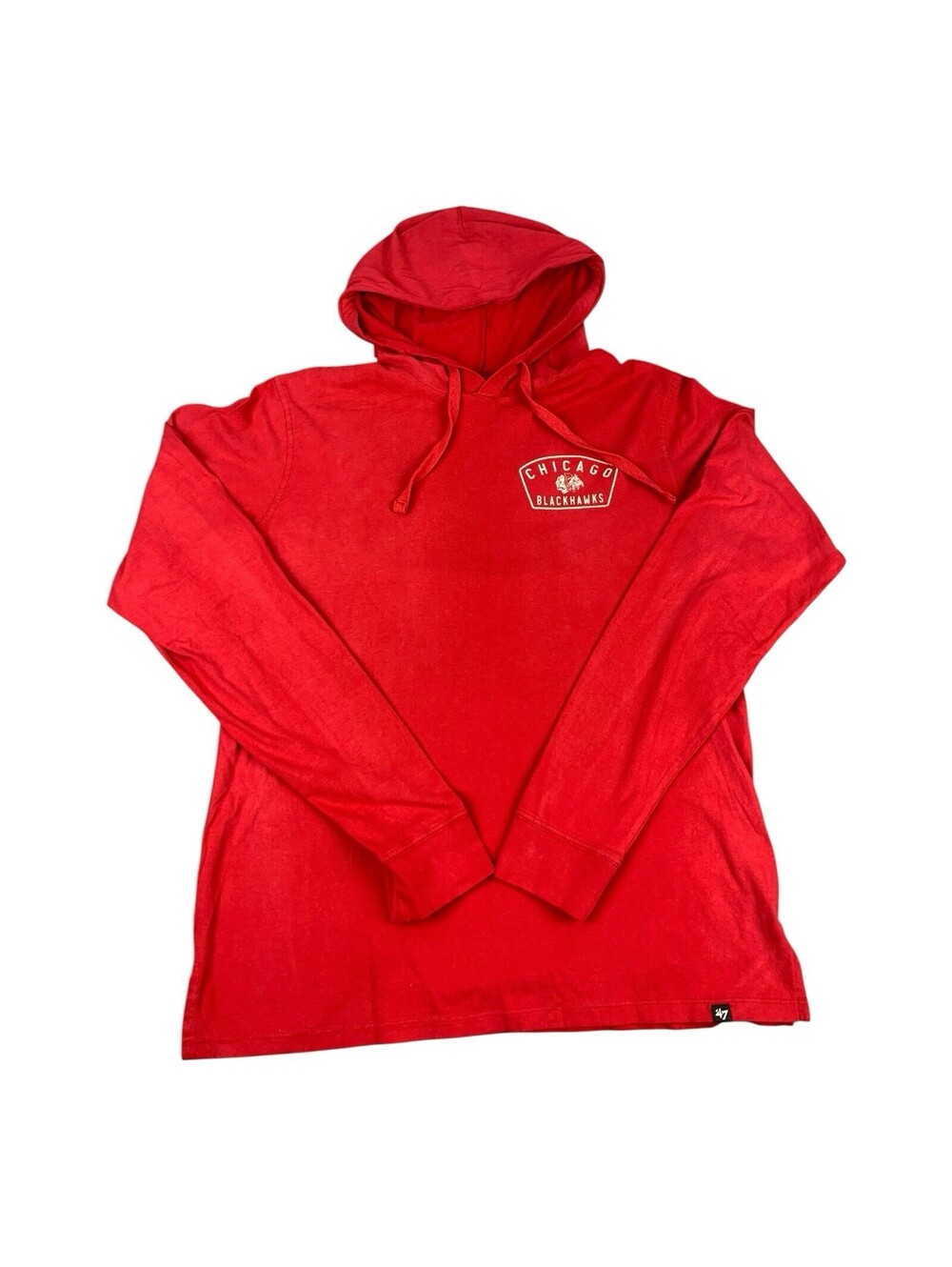 Chicago Blackhawks ‘47 Brand Long Sleeve Hoodie Tee Shirt Red Men’s Size Large